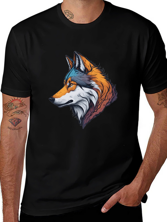 Stylish Wolf Graphic Black T-Shirt