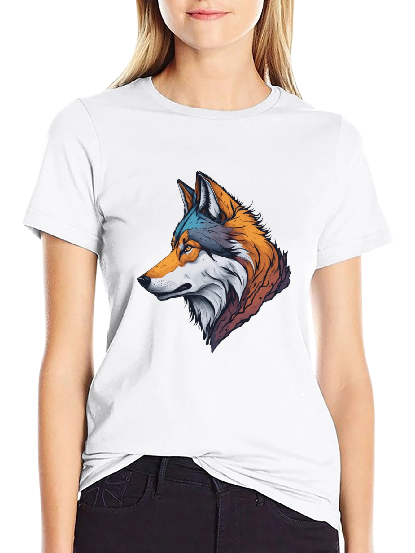 Stylish Wolf Graphic Black T-Shirt