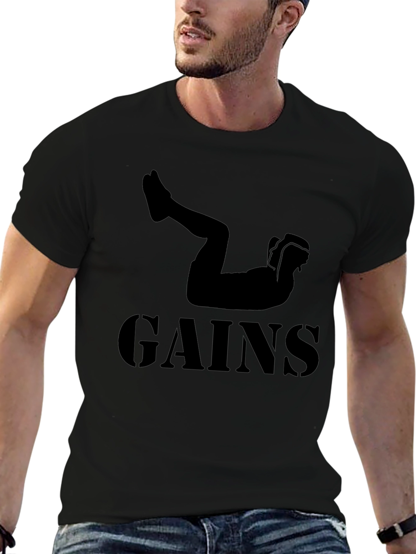 Gains Workout T-Shirt - Black Fitness Tee