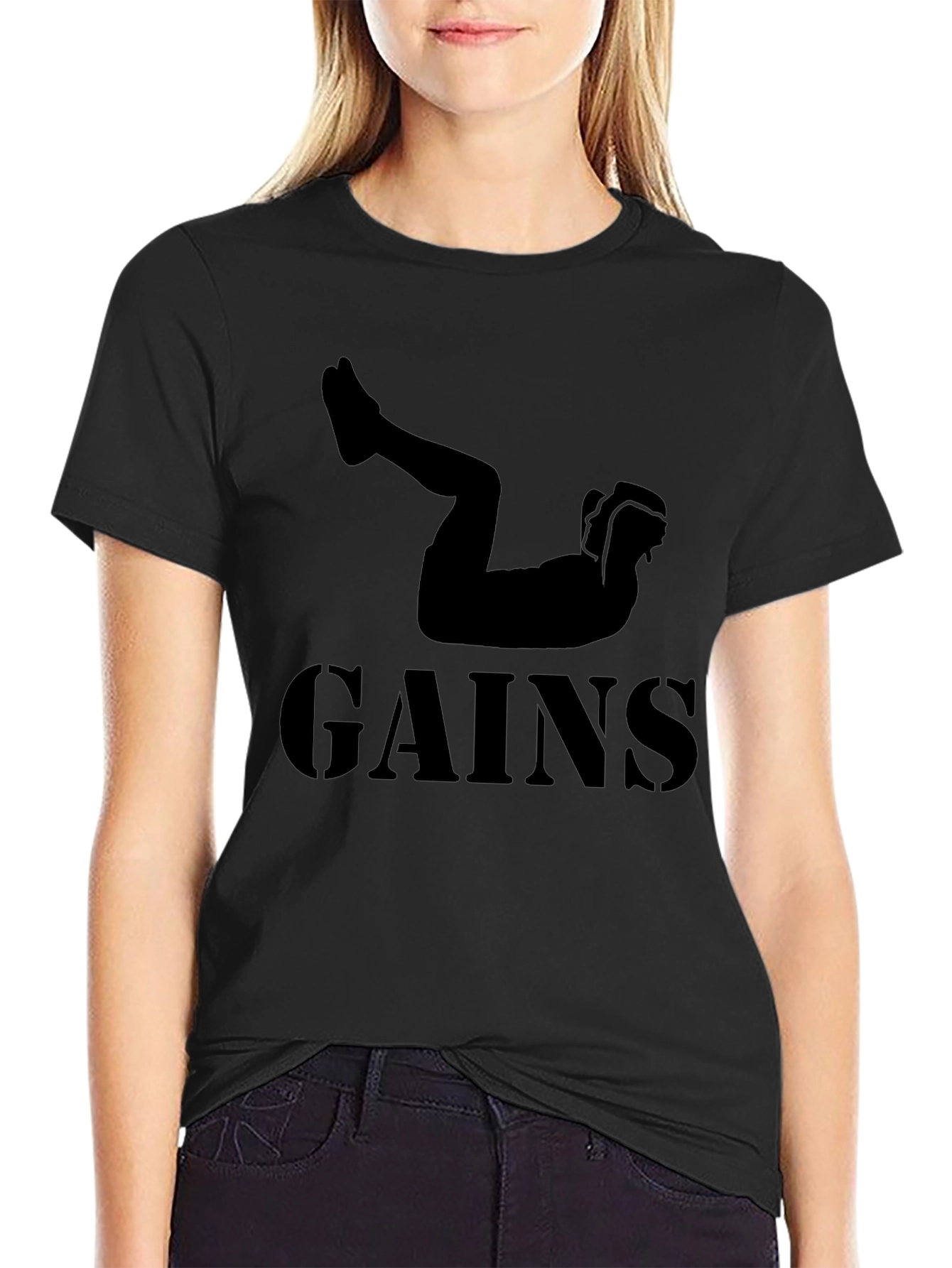 Gains Workout T-Shirt - Black Fitness Tee