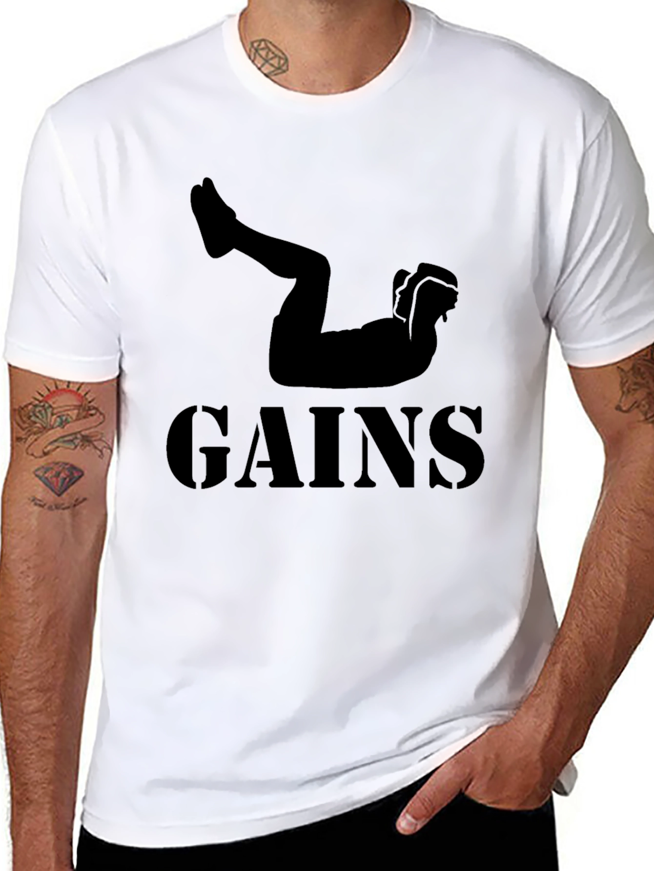 Gains Workout T-Shirt - Black Fitness Tee