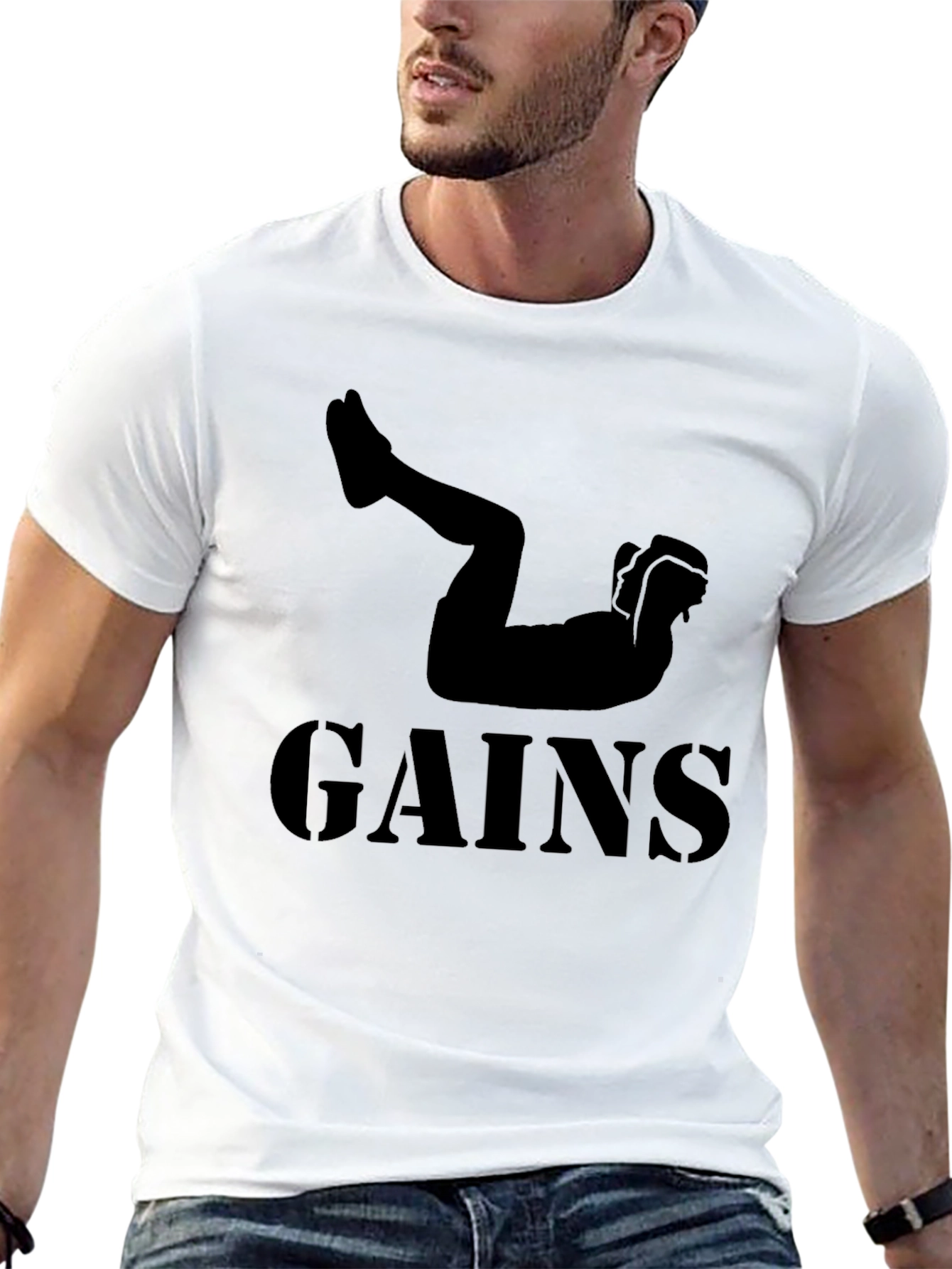Gains Workout T-Shirt - Black Fitness Tee