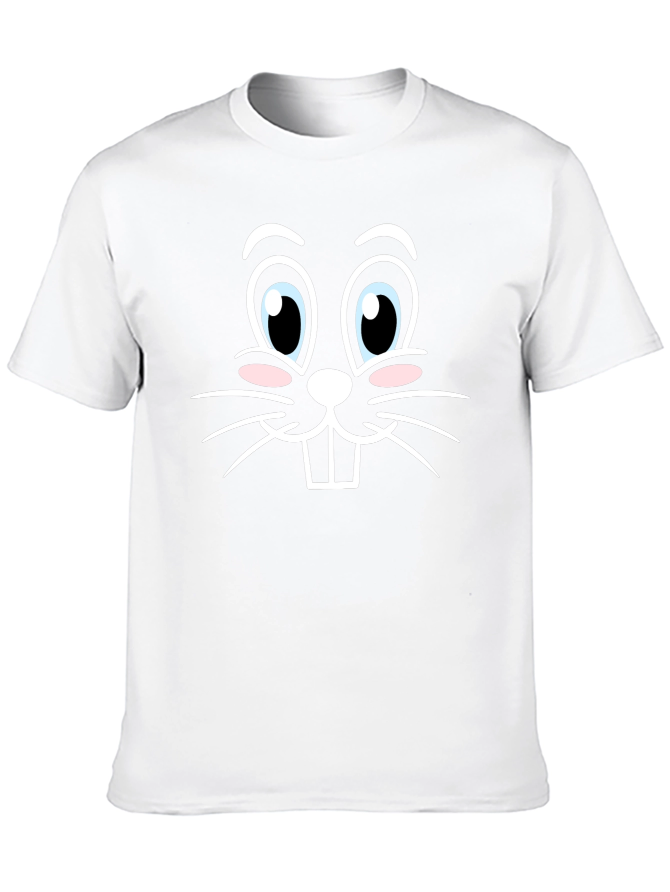 Cute Bunny Face Graphic Tee - Black Cotton T-Shirt