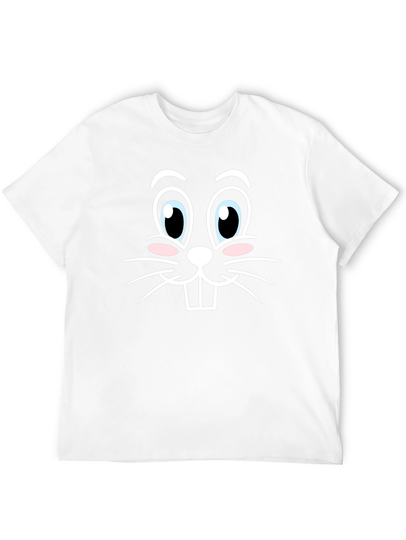 Cute Bunny Face Graphic Tee - Black Cotton T-Shirt