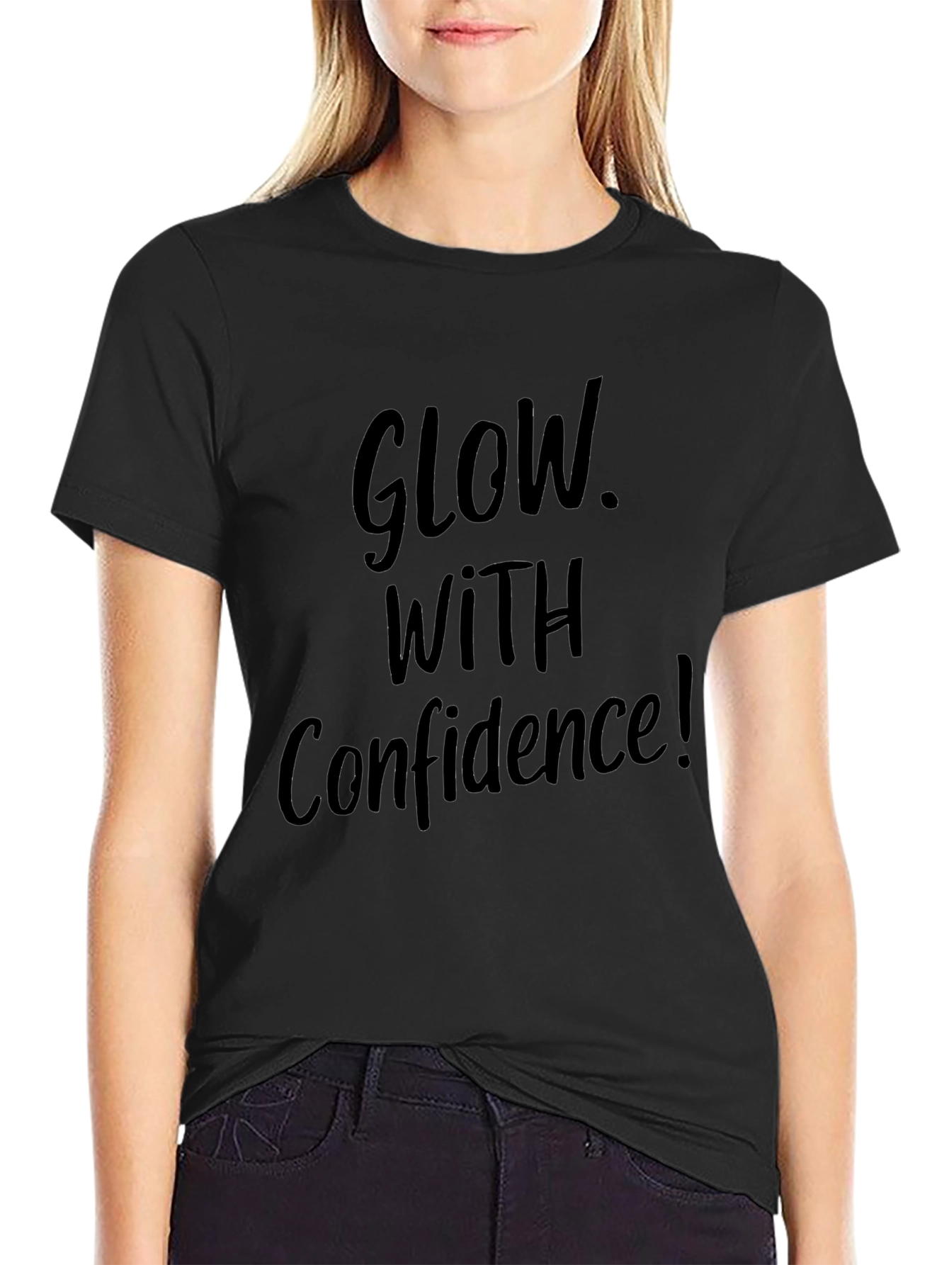 Glow With Confidence Black T-Shirt