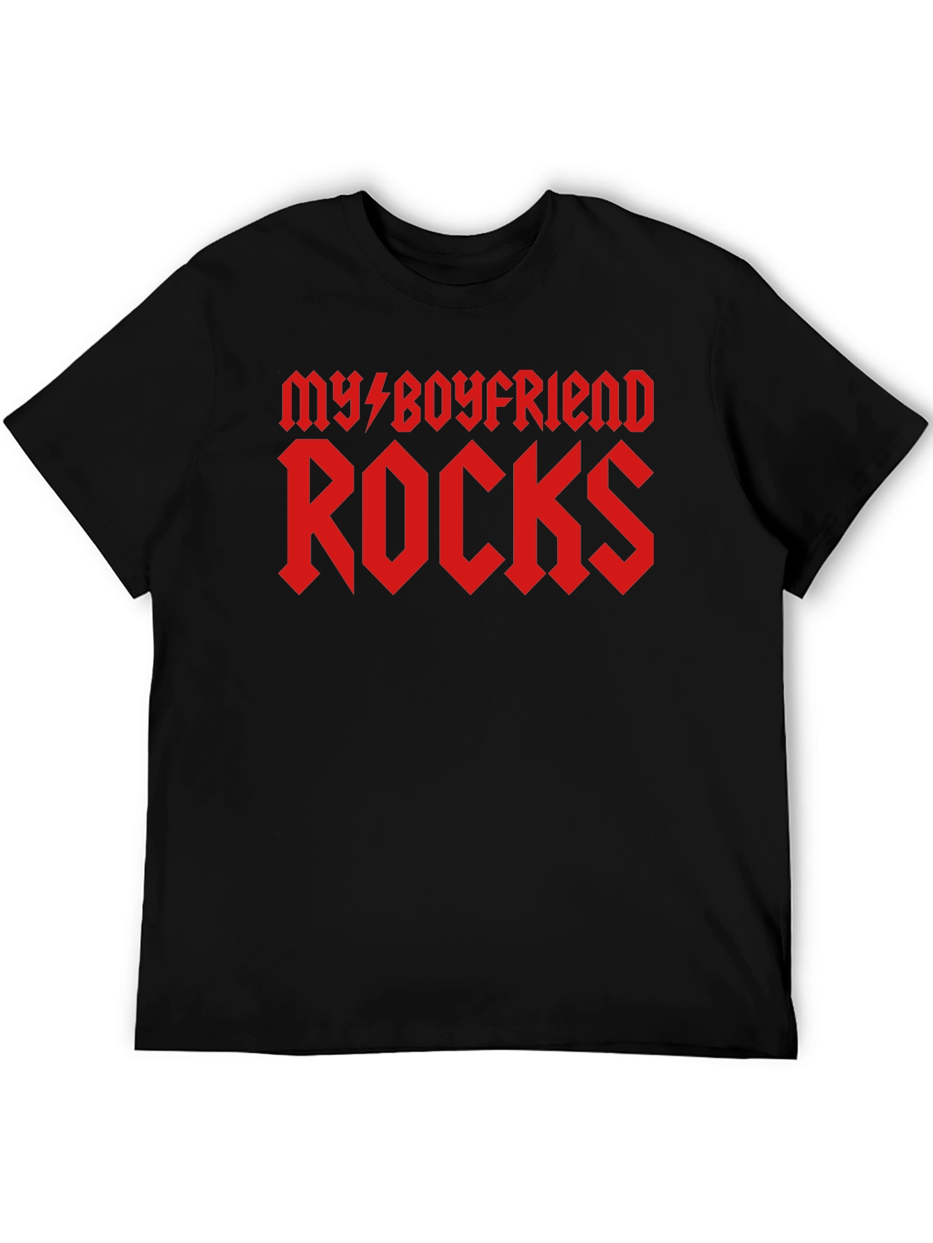 My Boyfriend Rocks Graphic T-Shirt - Black Cotton Tee