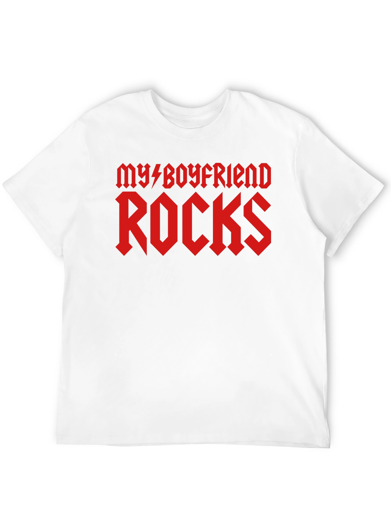 My Boyfriend Rocks Graphic T-Shirt - Black Cotton Tee