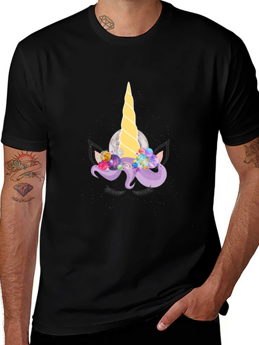 Unicorn Graphic Tee - Black Cotton T-Shirt