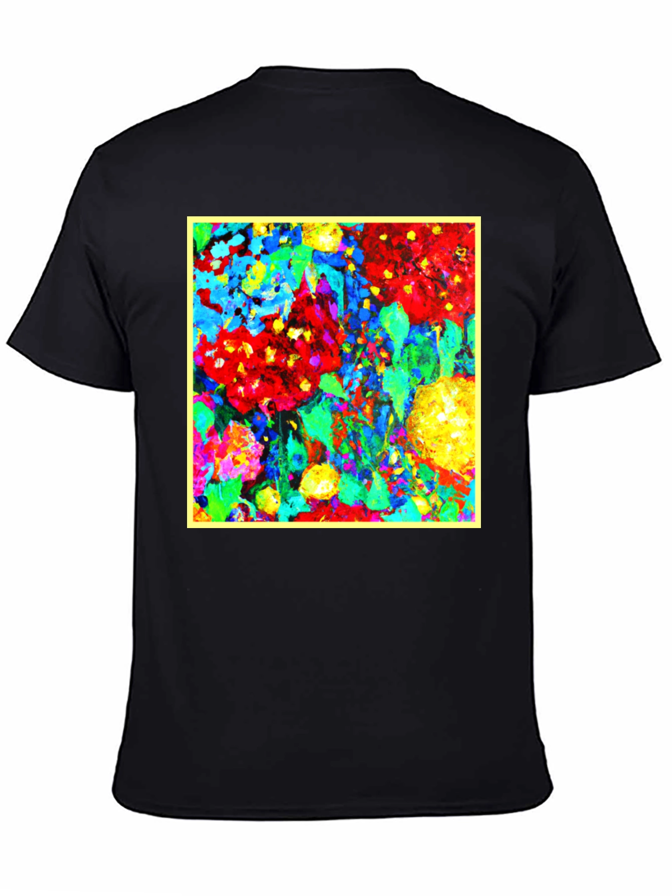 Bold Abstract Floral Art Black T-Shirt