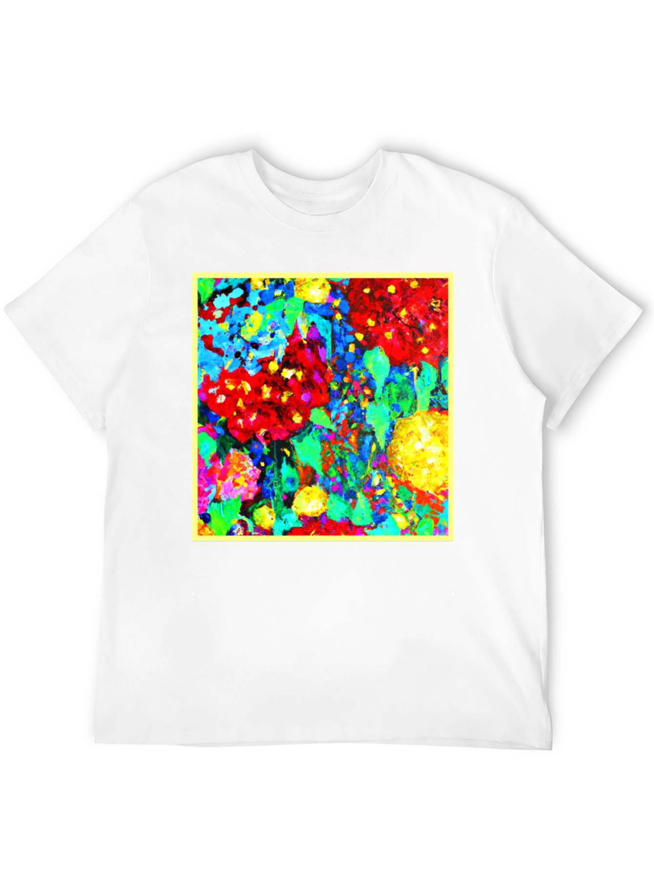 Bold Abstract Floral Art Black T-Shirt