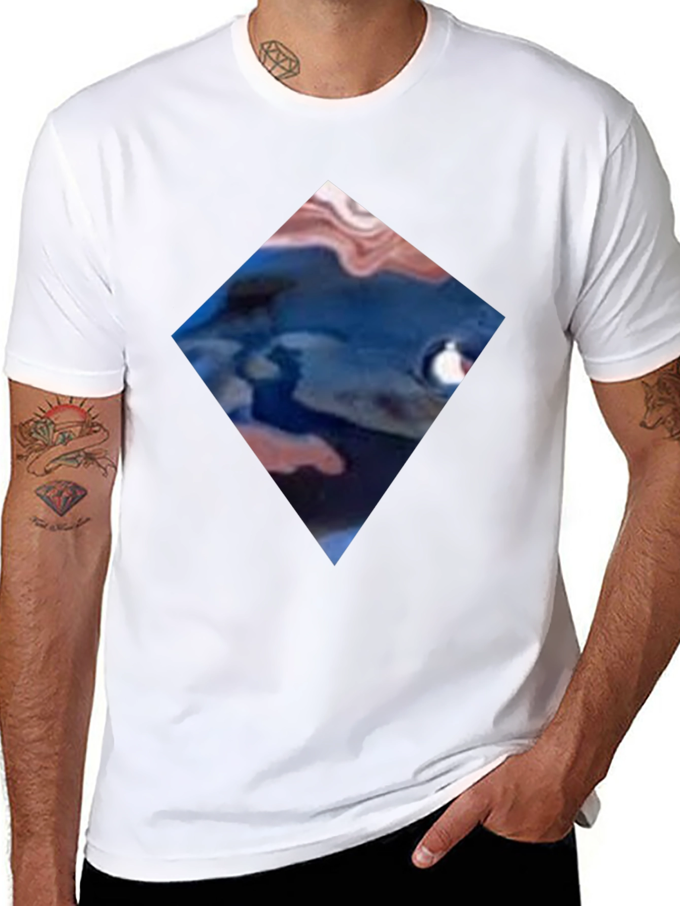 Abstract Diamond Graphic Black T-Shirt