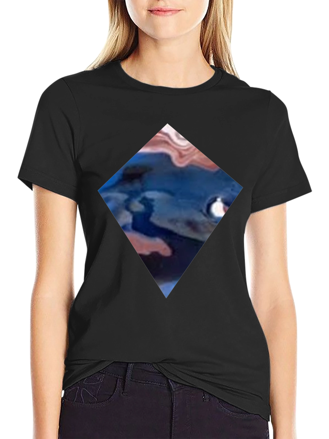 Abstract Diamond Graphic Black T-Shirt