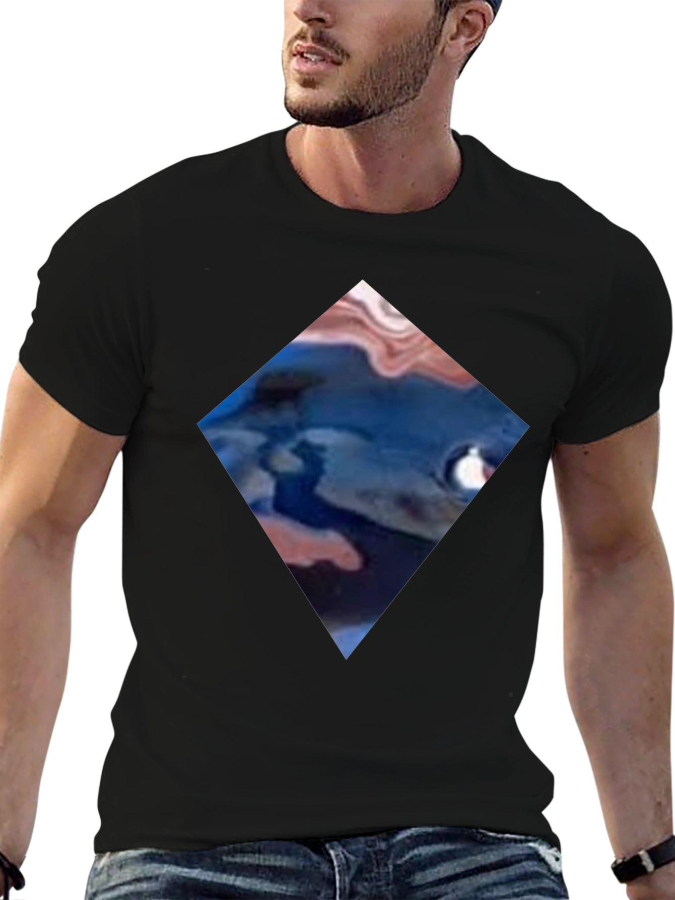 Abstract Diamond Graphic Black T-Shirt