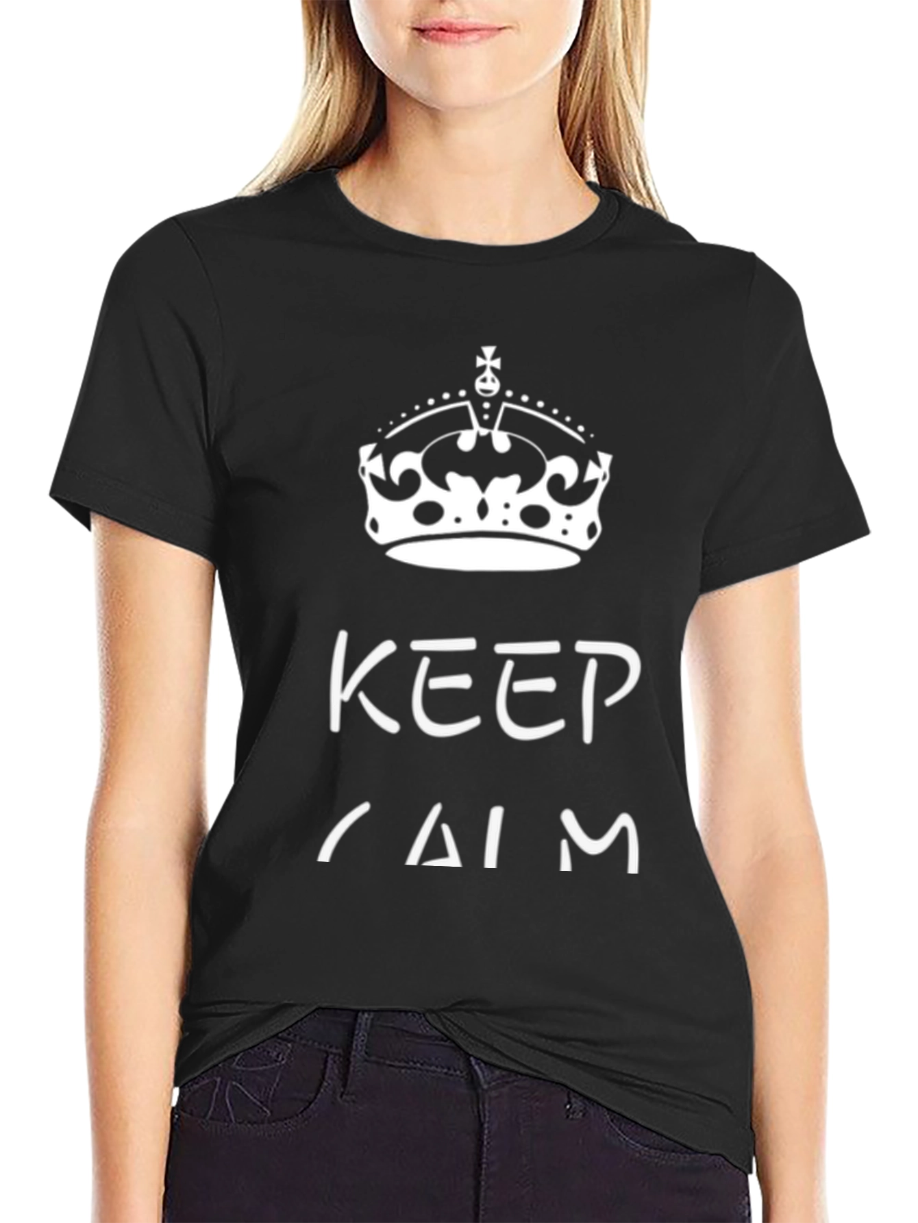 Keep Calm Graphic Tee - Black Cotton