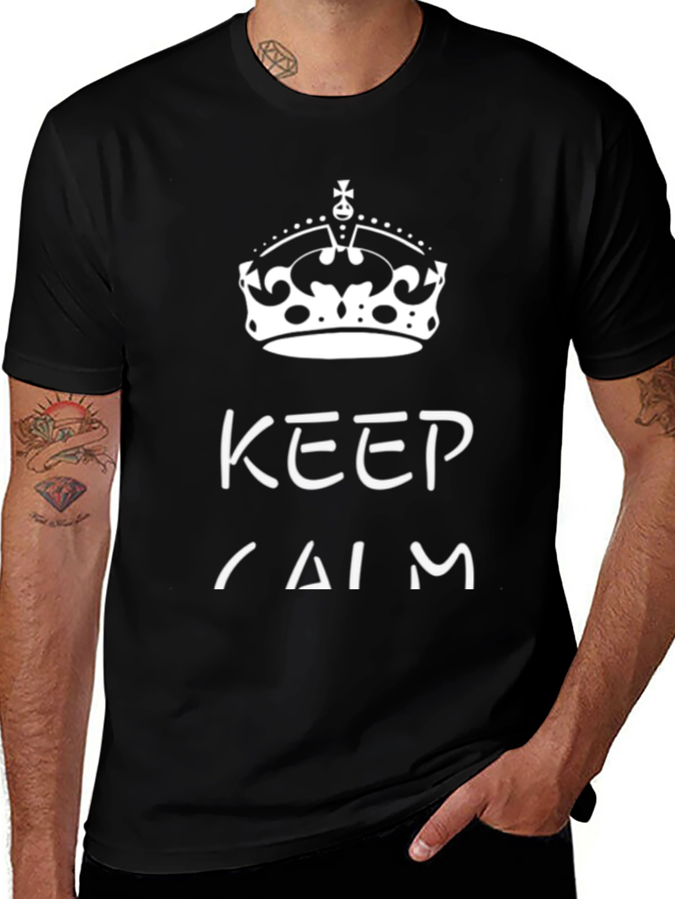 Keep Calm Graphic Tee - Black Cotton