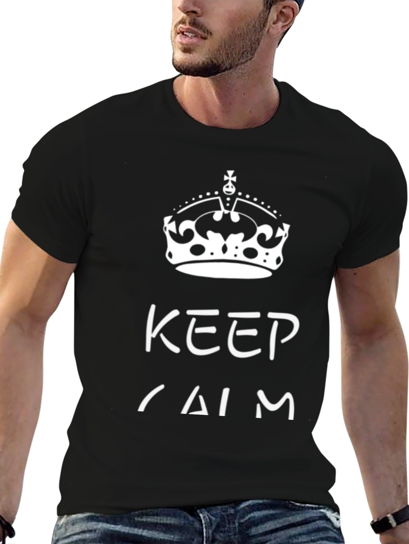 Keep Calm Graphic Tee - Black Cotton
