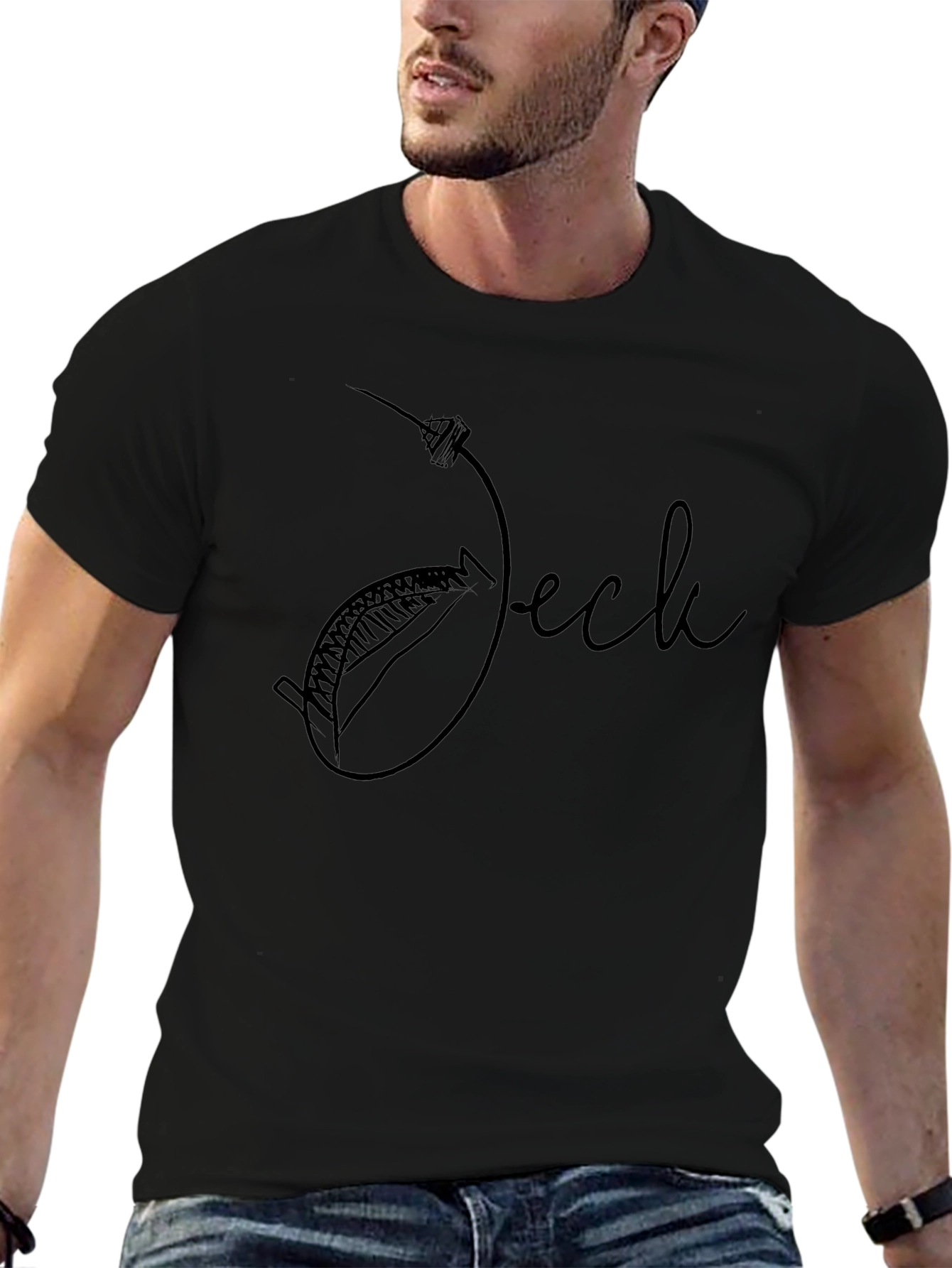 Whimsical Black Graphic Tee - Jock Design