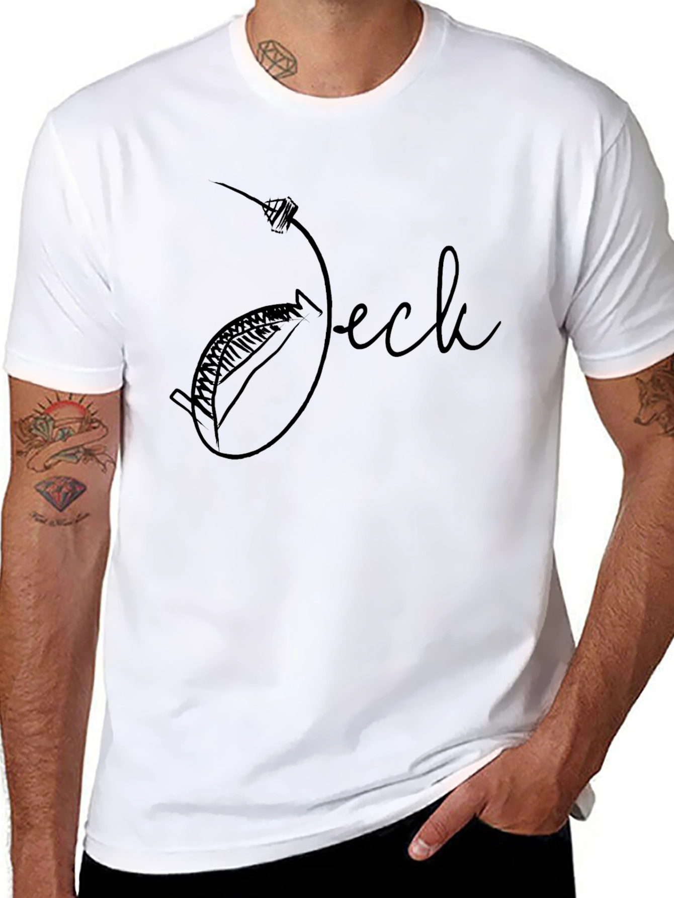 Whimsical Black Graphic Tee - Jock Design