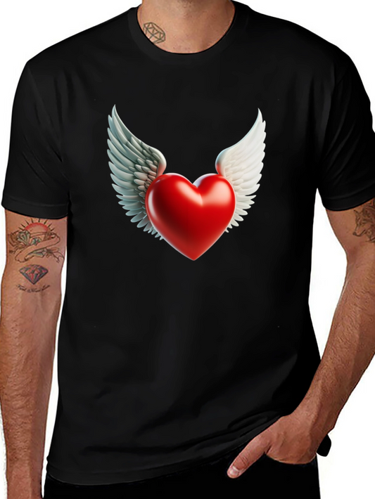 Winged Heart Graphic Tee - Black Cotton Blend