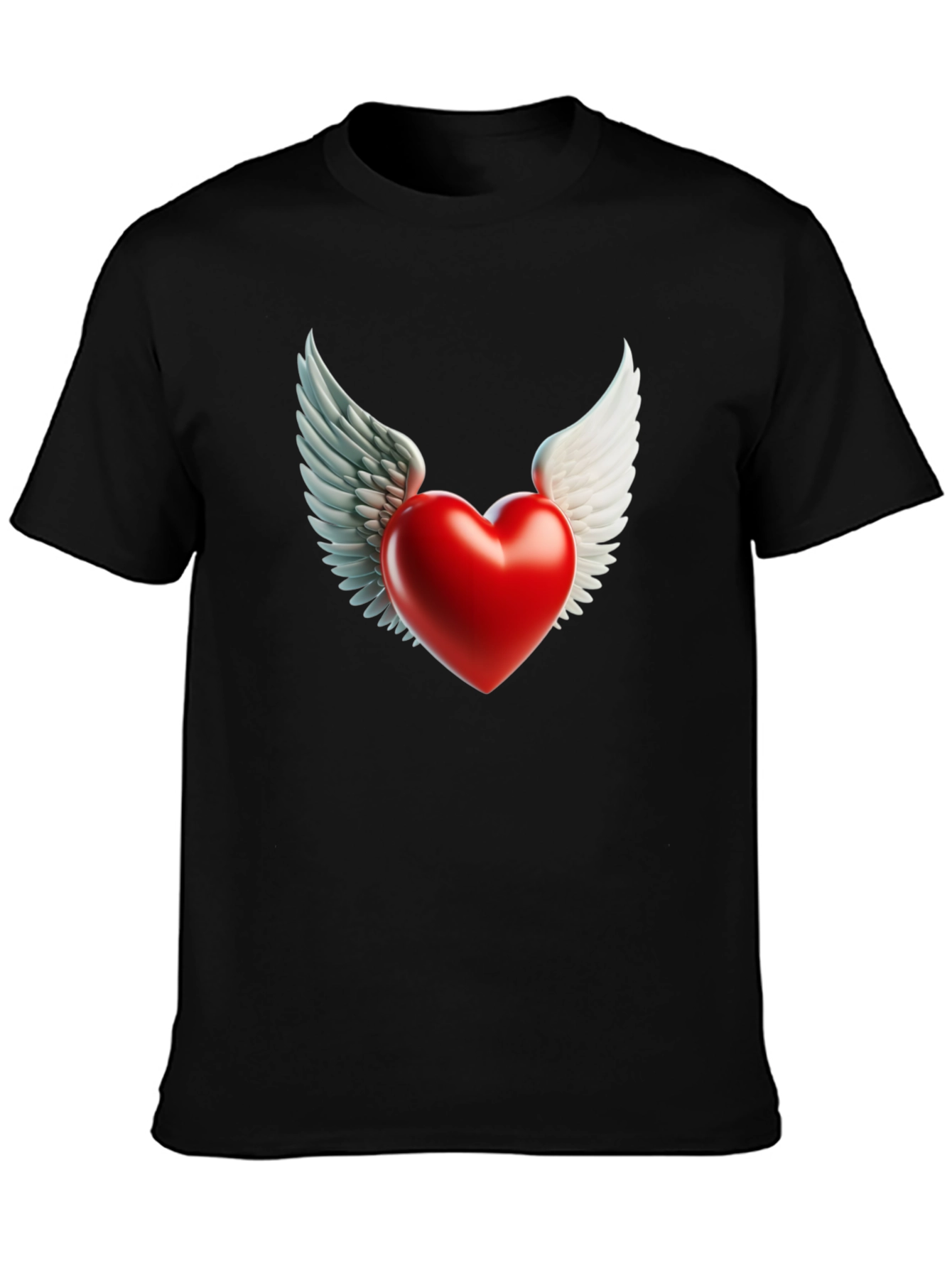 Winged Heart Graphic Tee - Black Cotton Blend