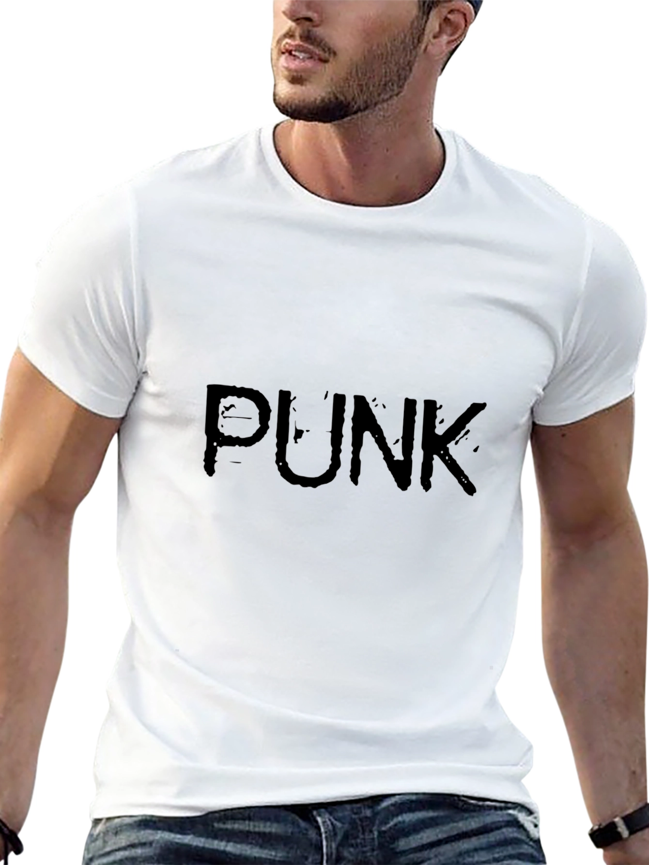 Distressed PUNK Graphic Black T-Shirt