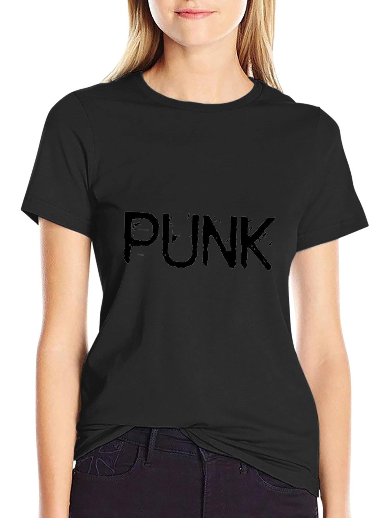Distressed PUNK Graphic Black T-Shirt