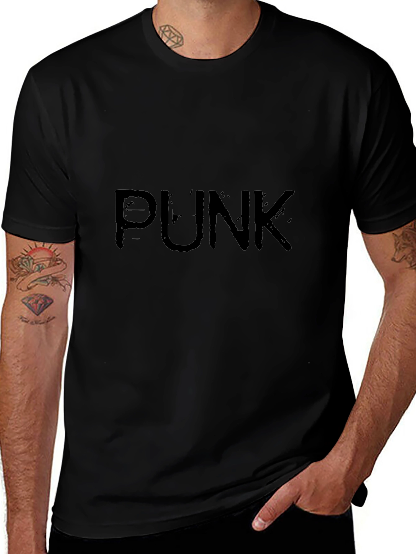 Distressed PUNK Graphic Black T-Shirt