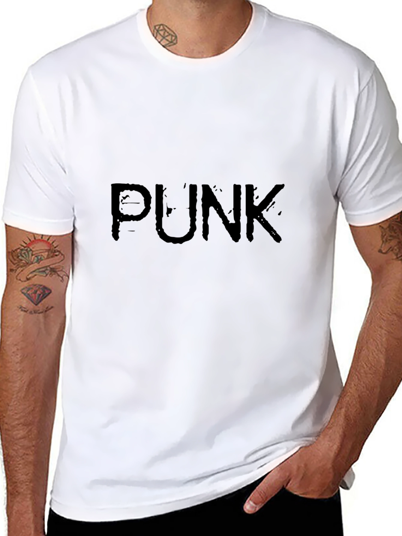 Distressed PUNK Graphic Black T-Shirt