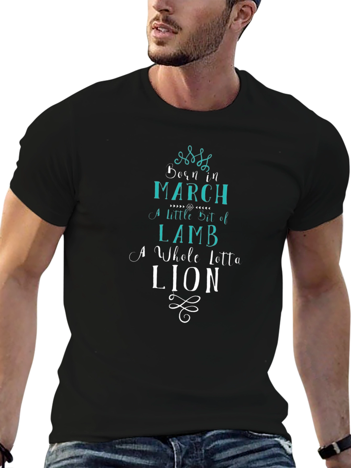 Born in March Zodiac T-Shirt - Lamb Lion