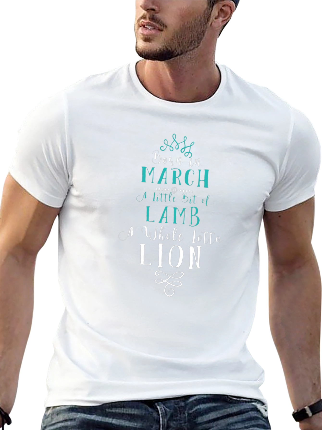 Born in March Zodiac T-Shirt - Lamb Lion