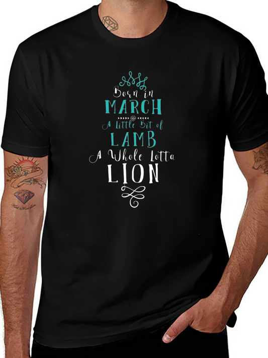 Born in March Zodiac T-Shirt - Lamb Lion