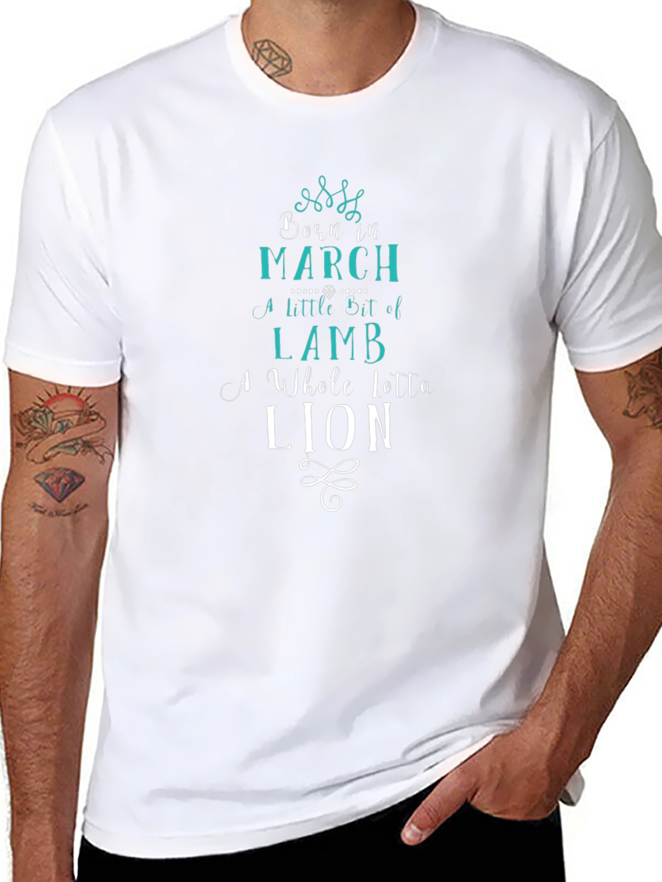Born in March Zodiac T-Shirt - Lamb Lion