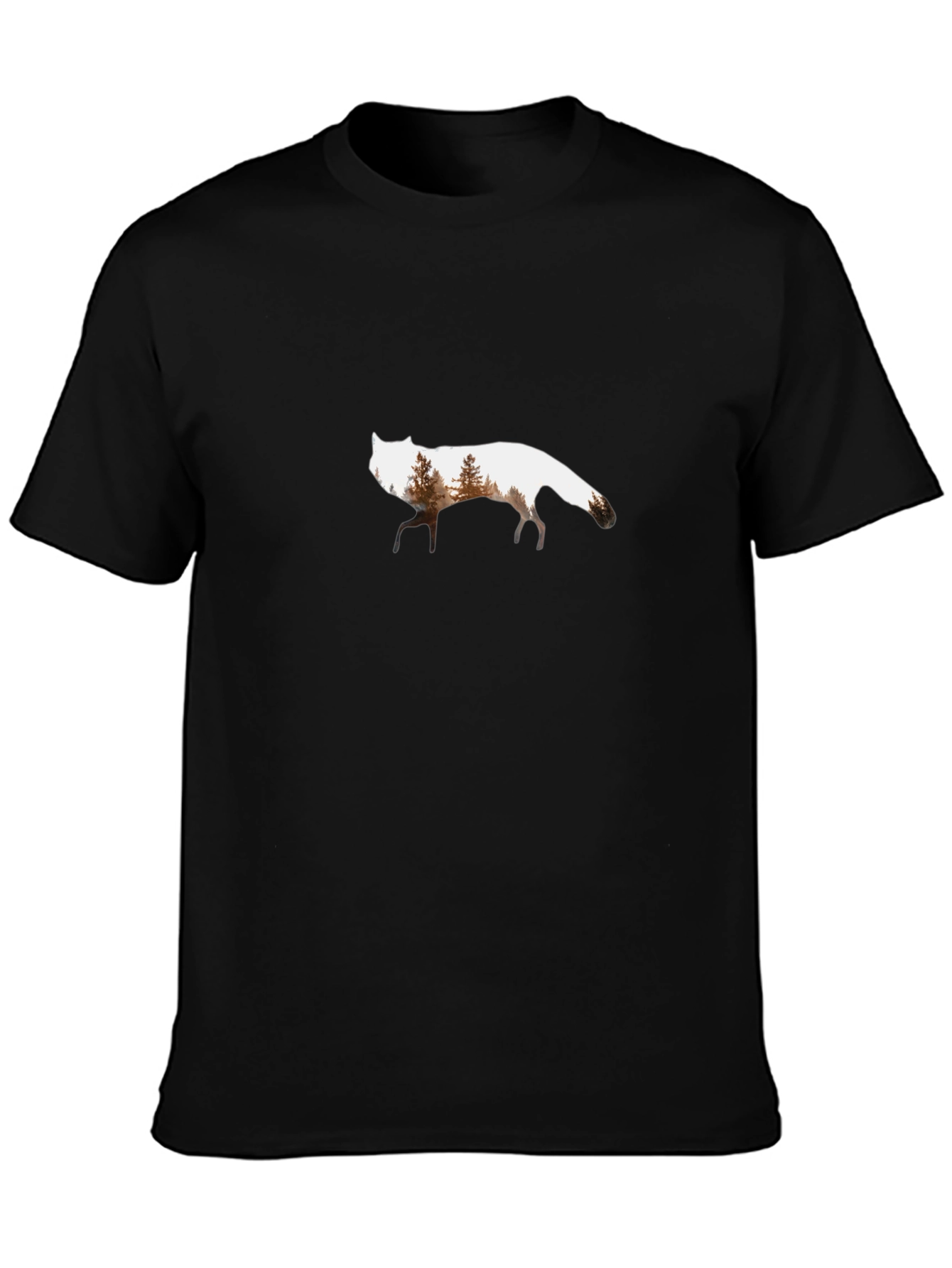 Nature Wolf Graphic Tee - Black Cotton Blend