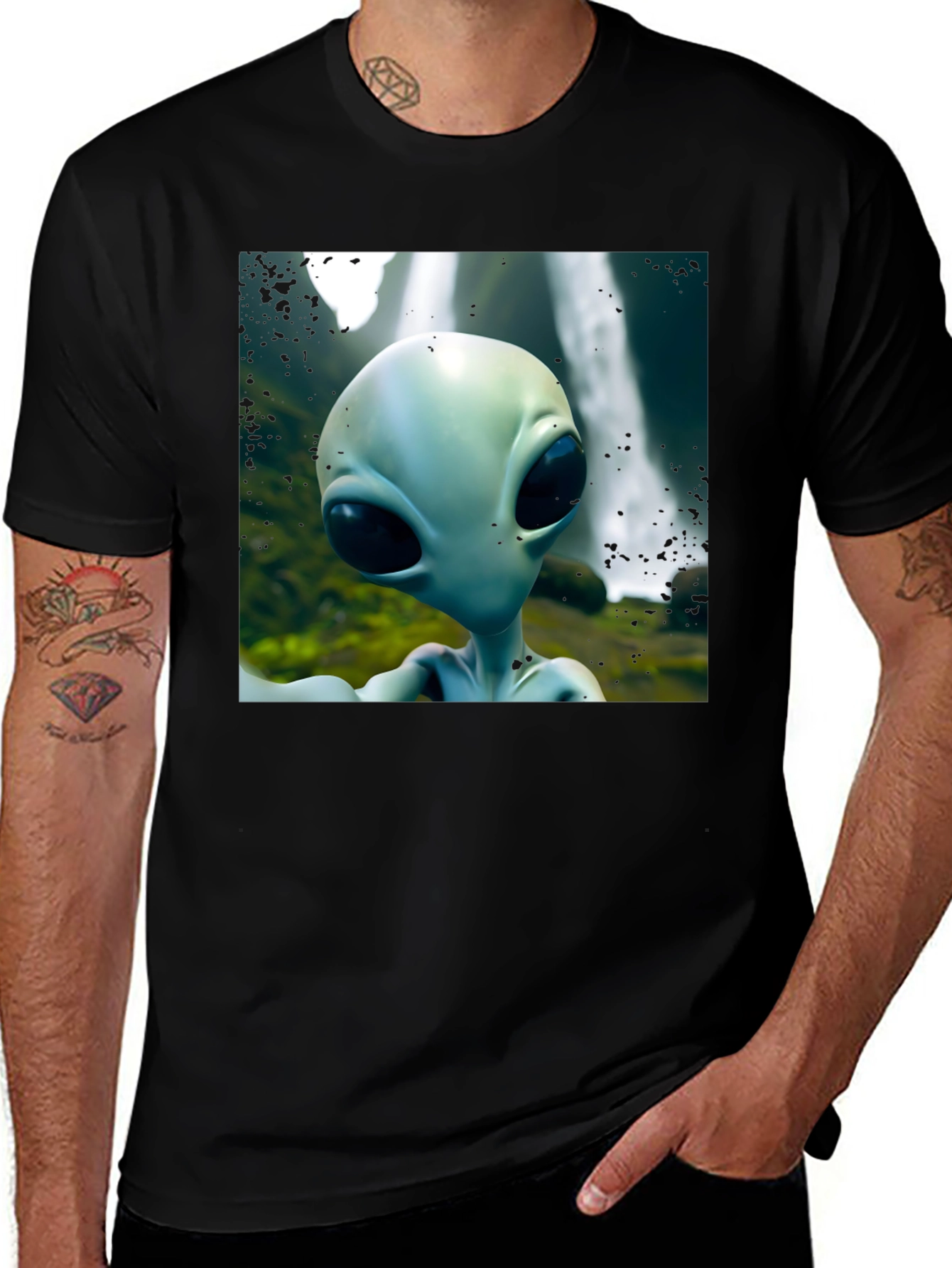 Alien Head Graphic Black T-Shirt