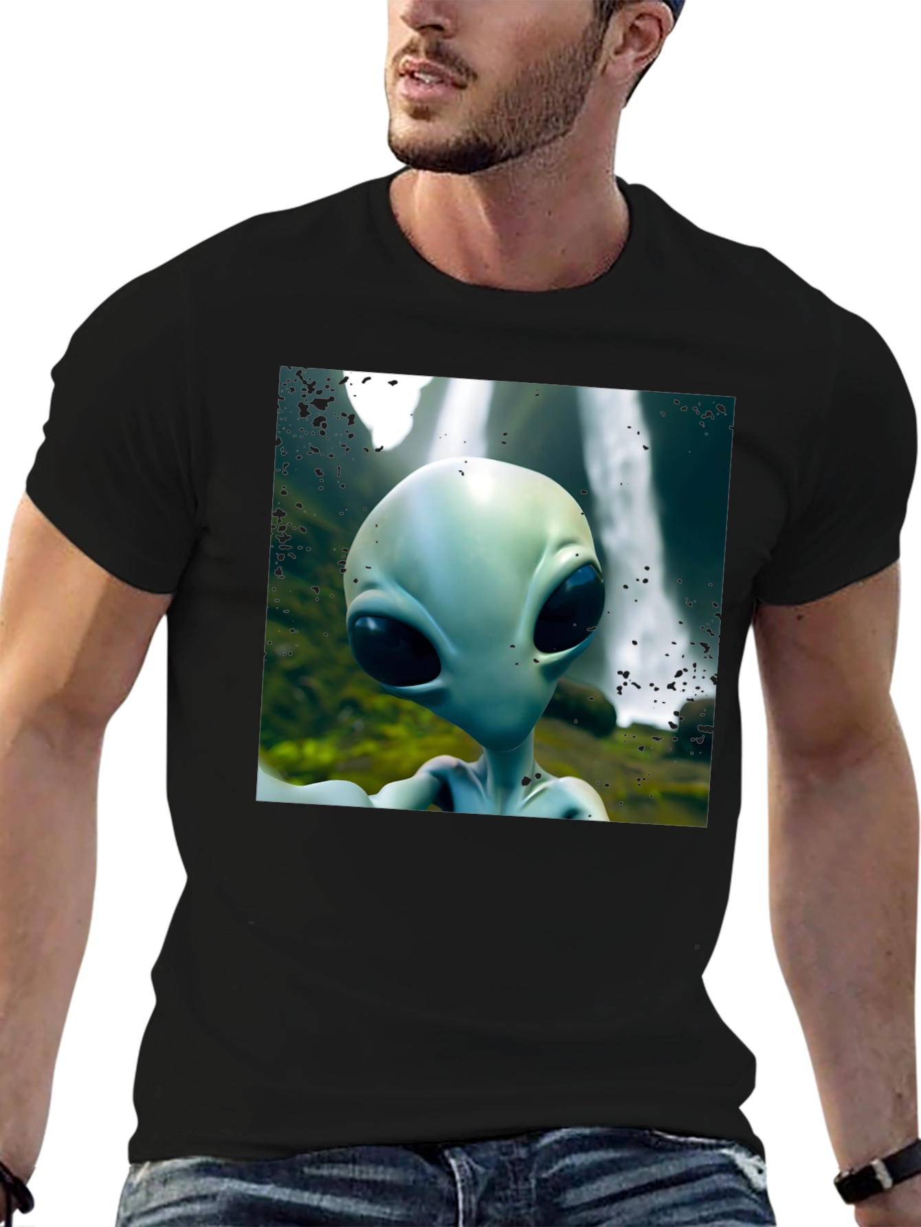 Alien Head Graphic Black T-Shirt