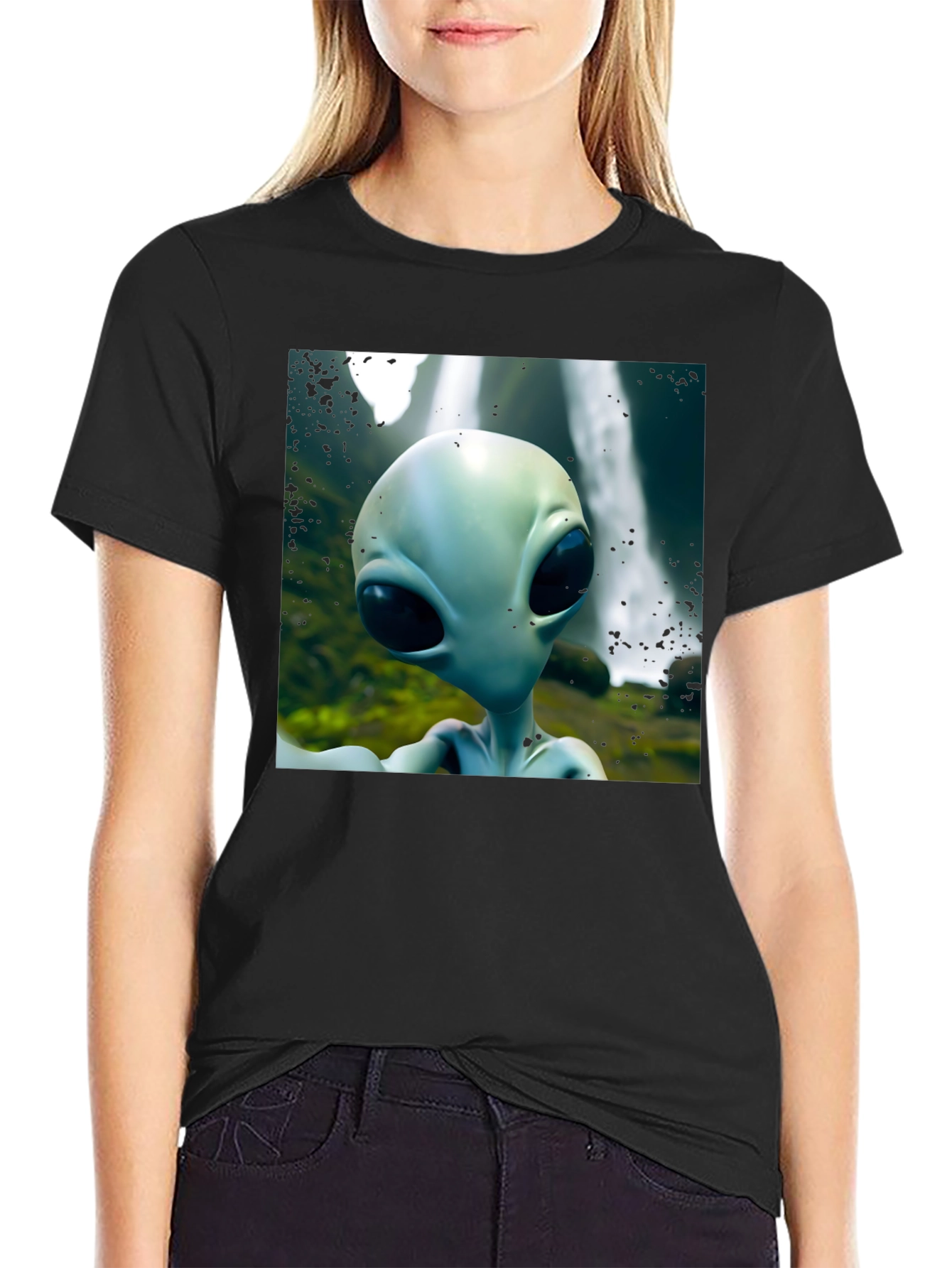 Alien Head Graphic Black T-Shirt