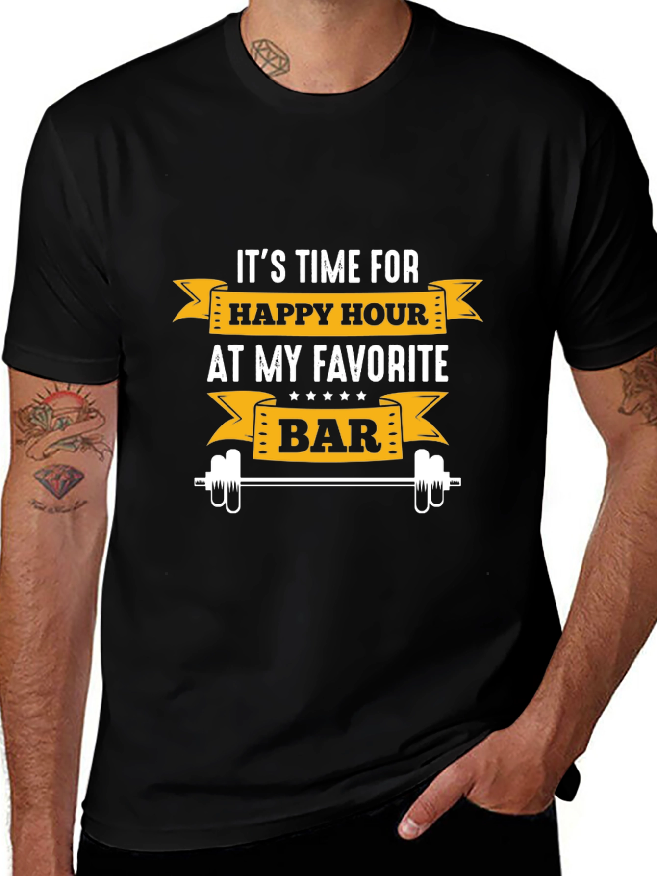 Happy Hour Gym Bar T-Shirt - Mens Fitness Tee