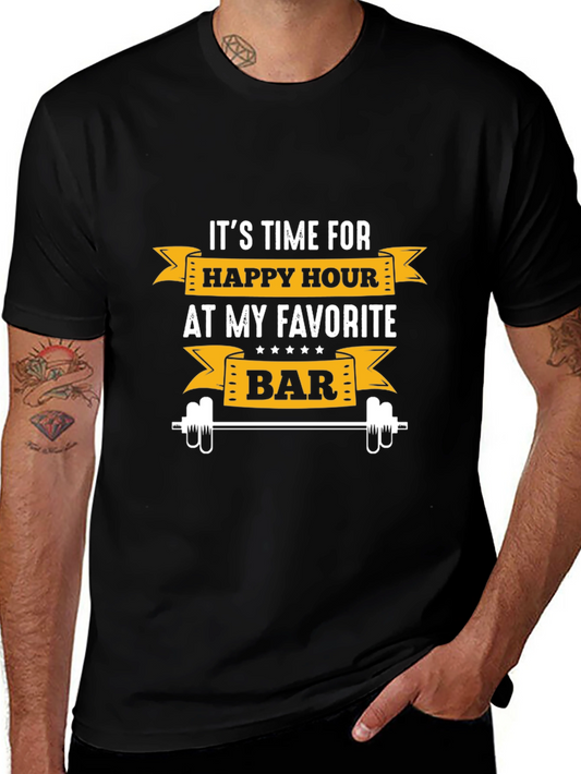 Happy Hour Gym Bar T-Shirt - Mens Fitness Tee