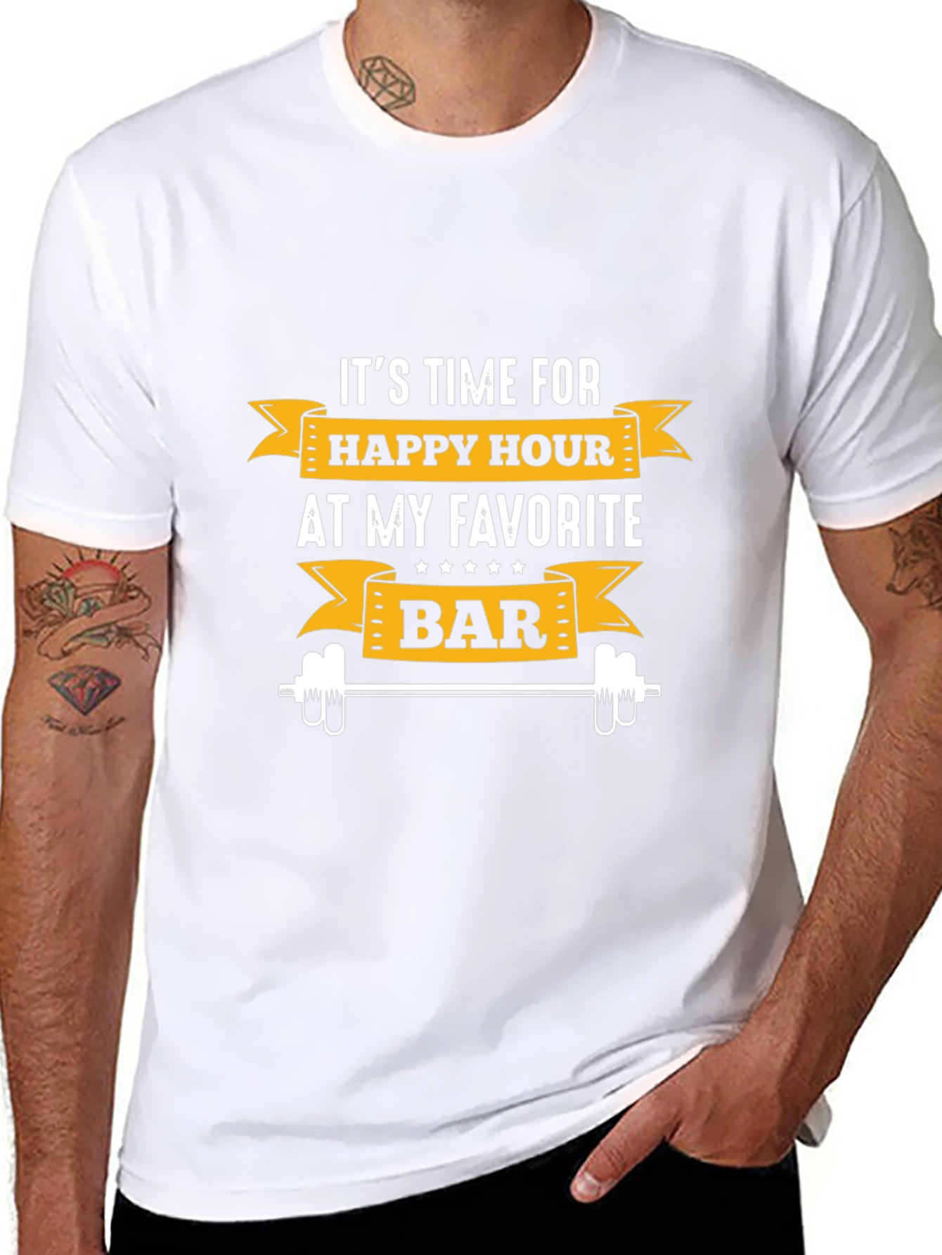 Happy Hour Gym Bar T-Shirt - Mens Fitness Tee