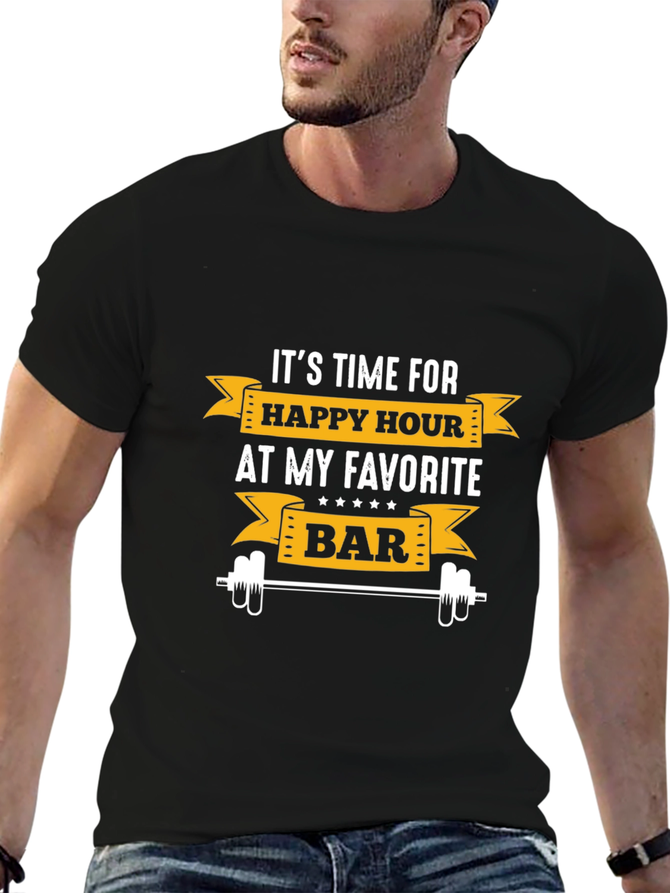 Happy Hour Gym Bar T-Shirt - Mens Fitness Tee