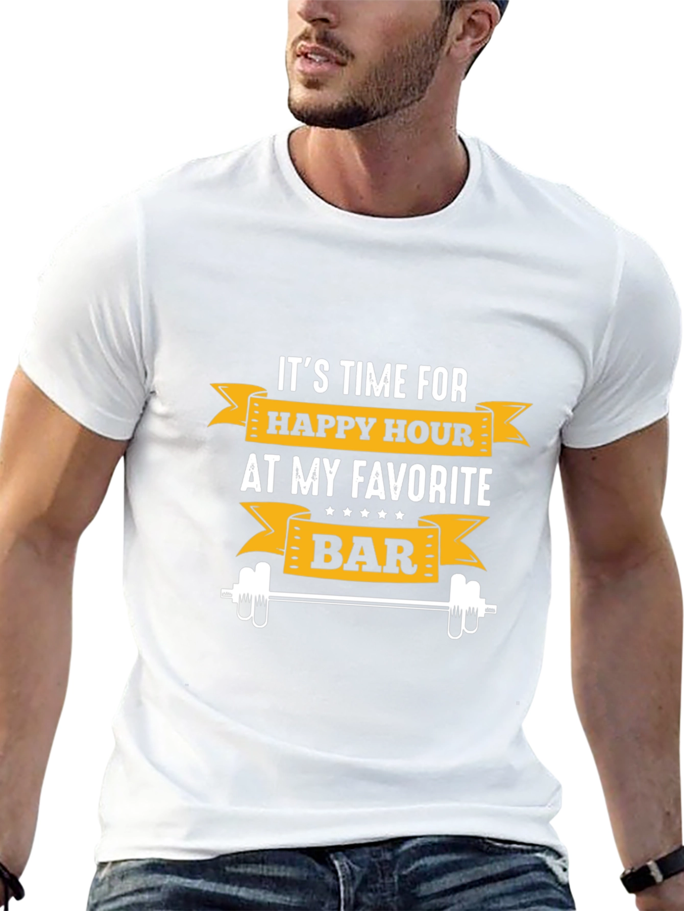 Happy Hour Gym Bar T-Shirt - Mens Fitness Tee