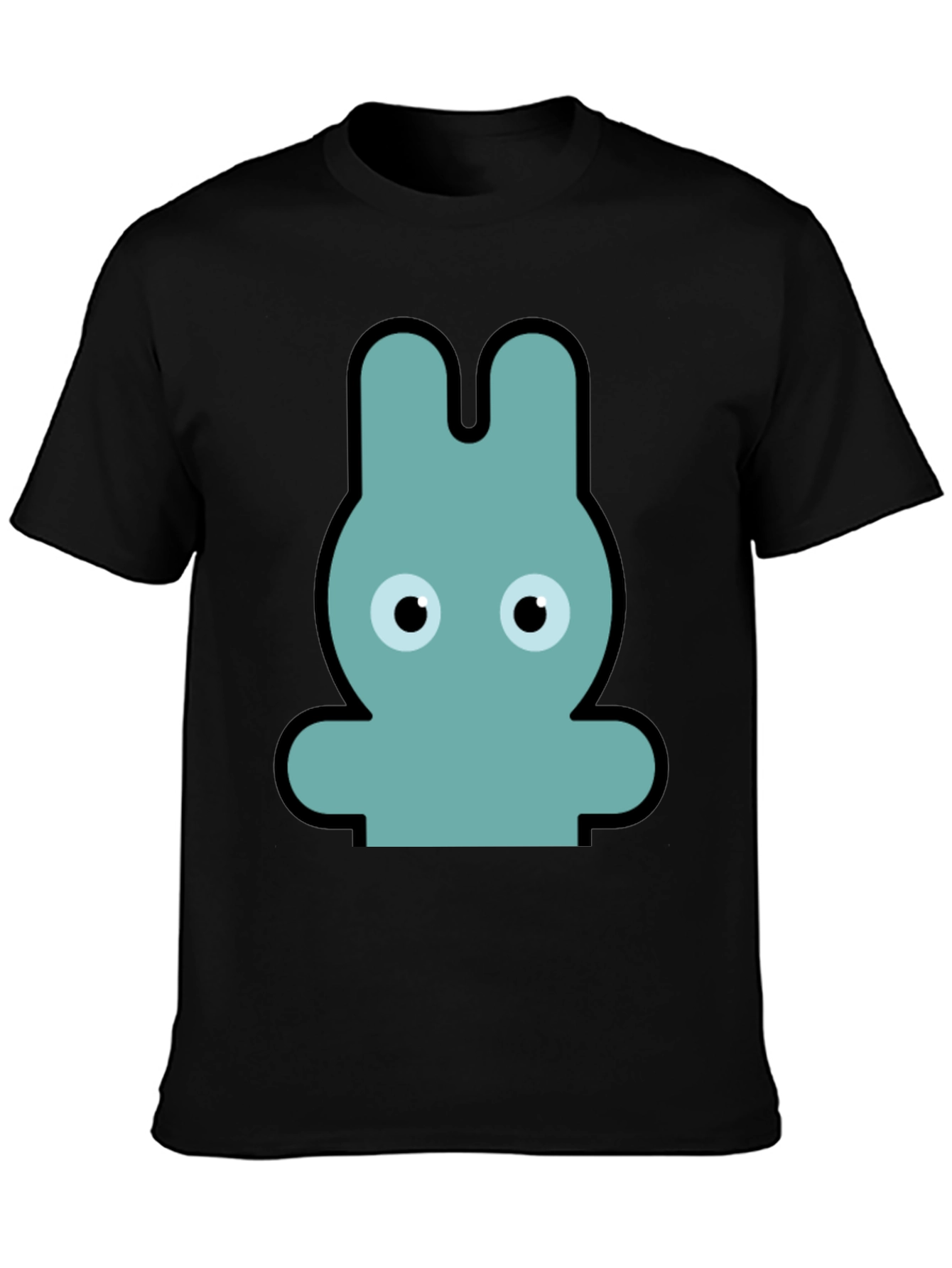Cartoon Rabbit Graphic Print Black T-Shirt