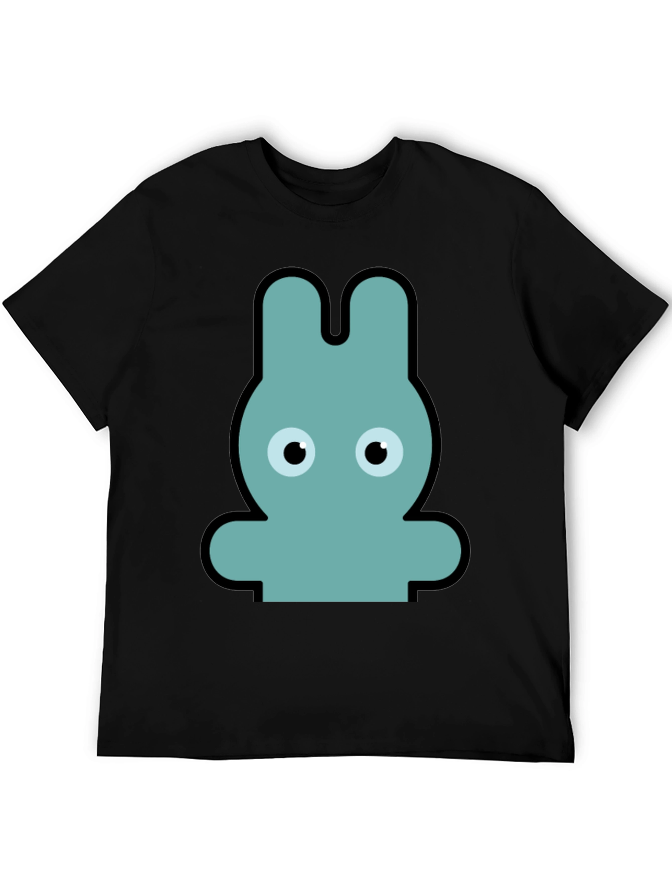 Cartoon Rabbit Graphic Print Black T-Shirt
