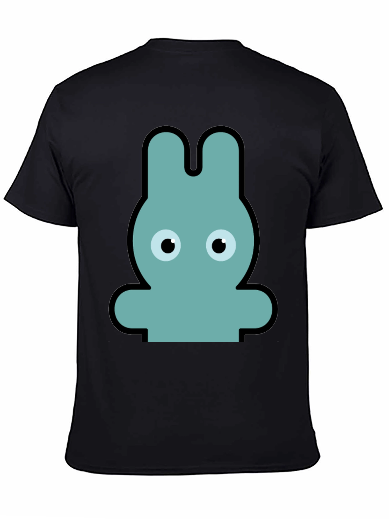 Cartoon Rabbit Graphic Print Black T-Shirt
