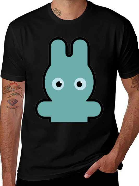 Cartoon Rabbit Graphic Print Black T-Shirt