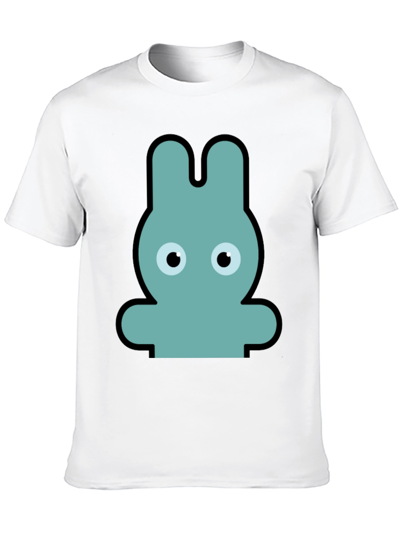 Cartoon Rabbit Graphic Print Black T-Shirt