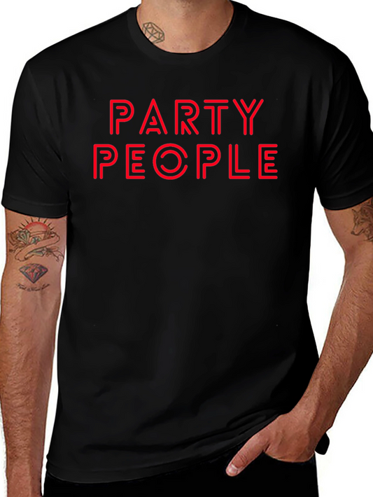 Party People Graphic Tee - Bold Red on Black