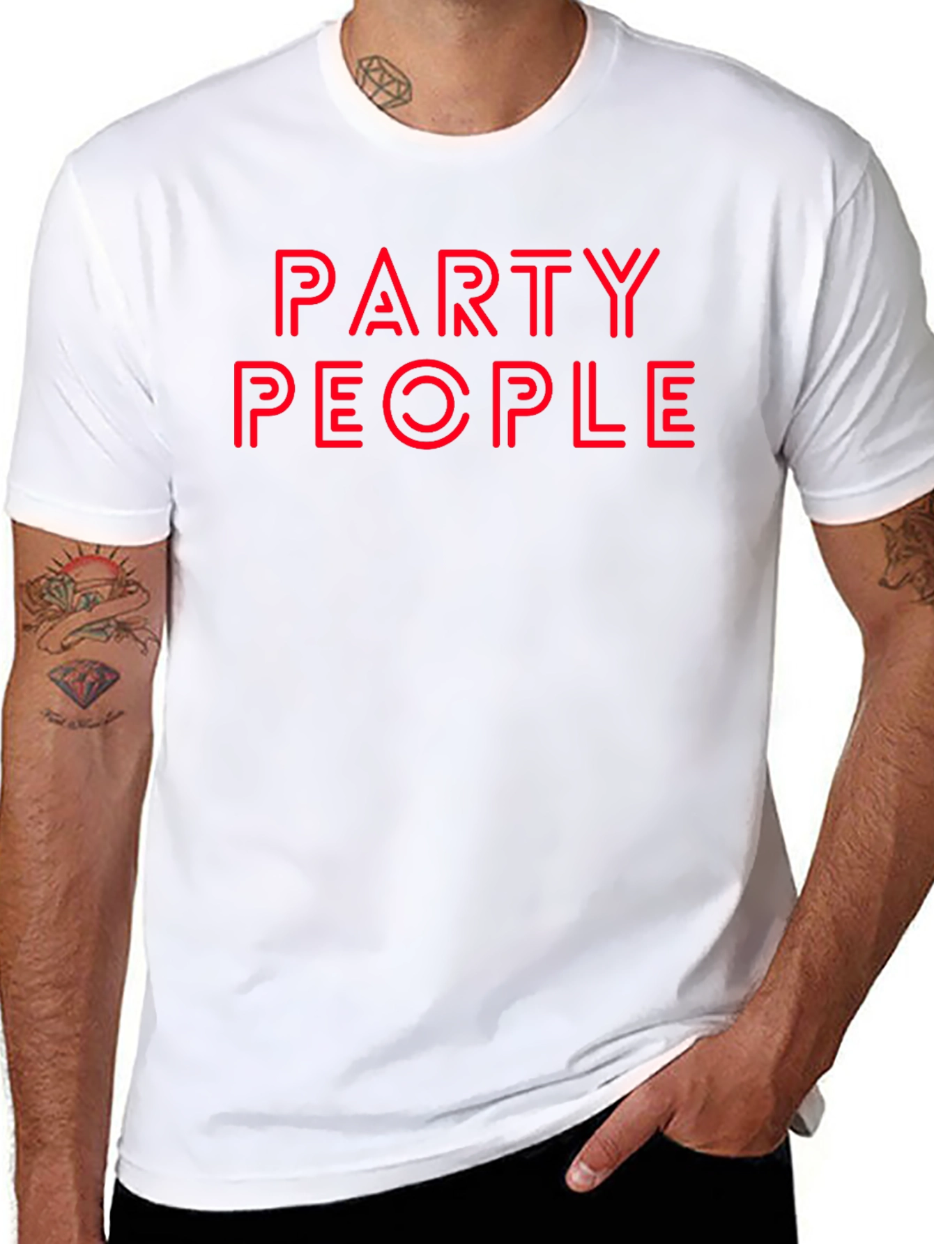Party People Graphic Tee - Bold Red on Black