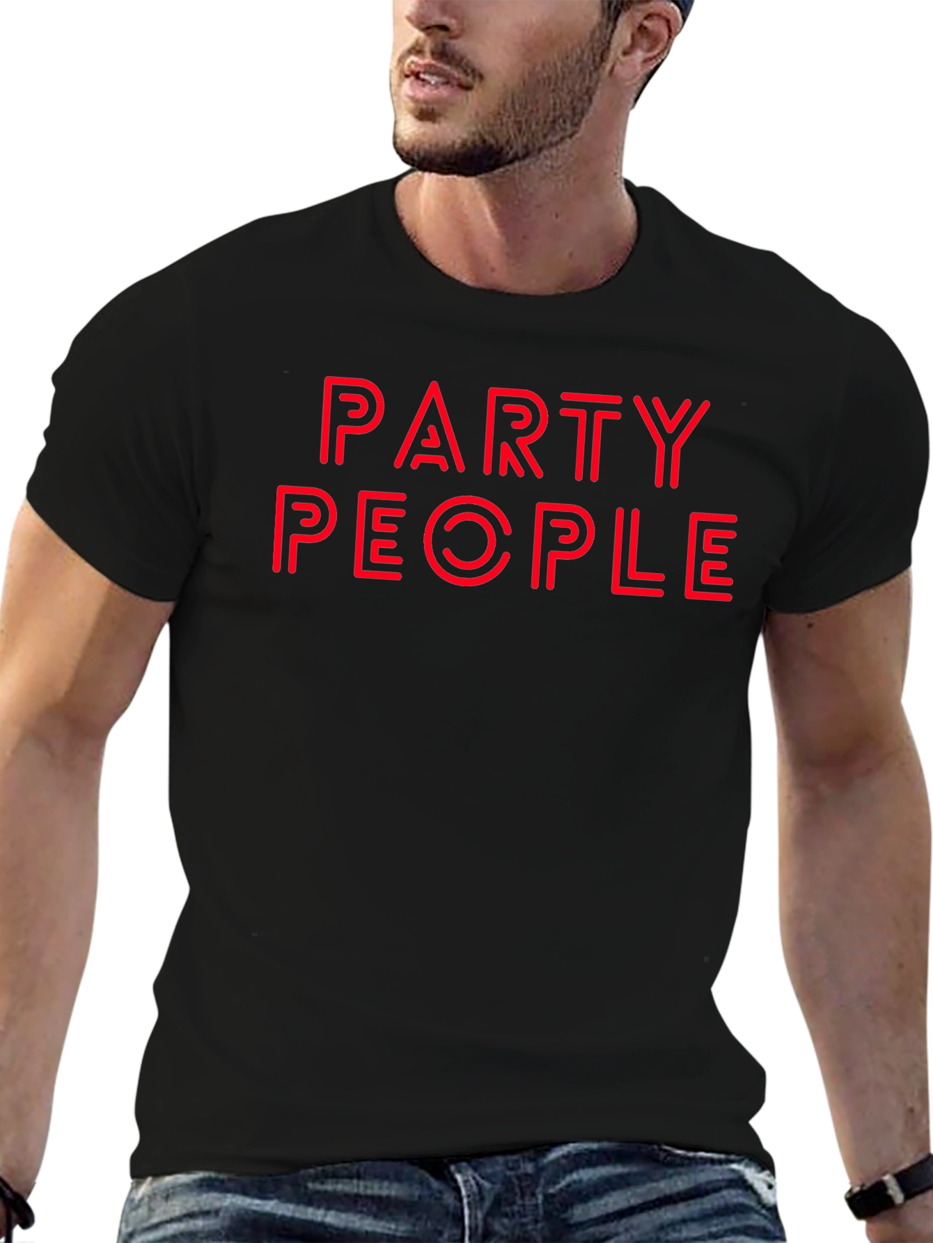Party People Graphic Tee - Bold Red on Black