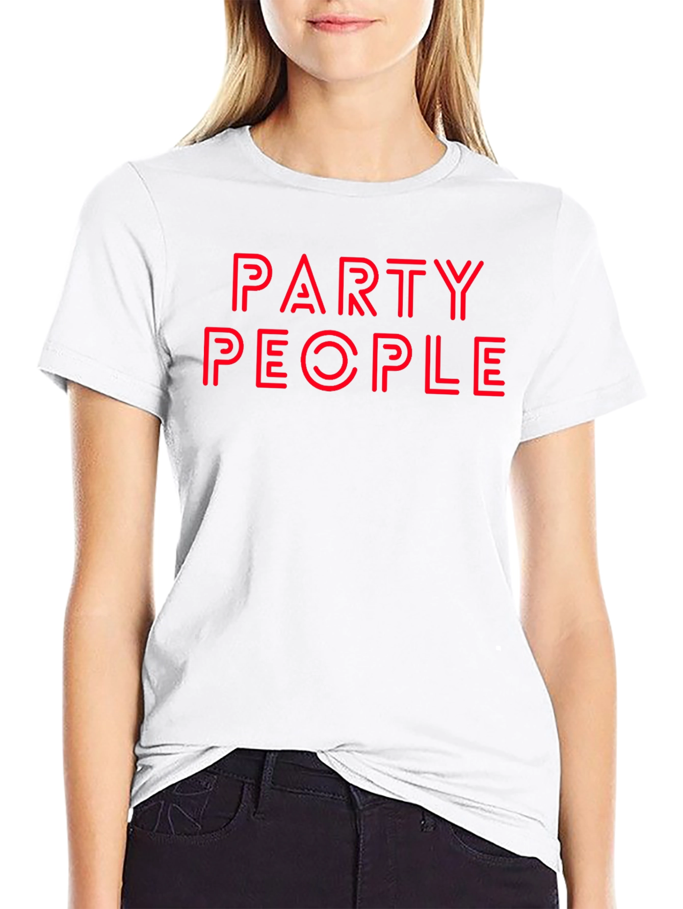 Party People Graphic Tee - Bold Red on Black